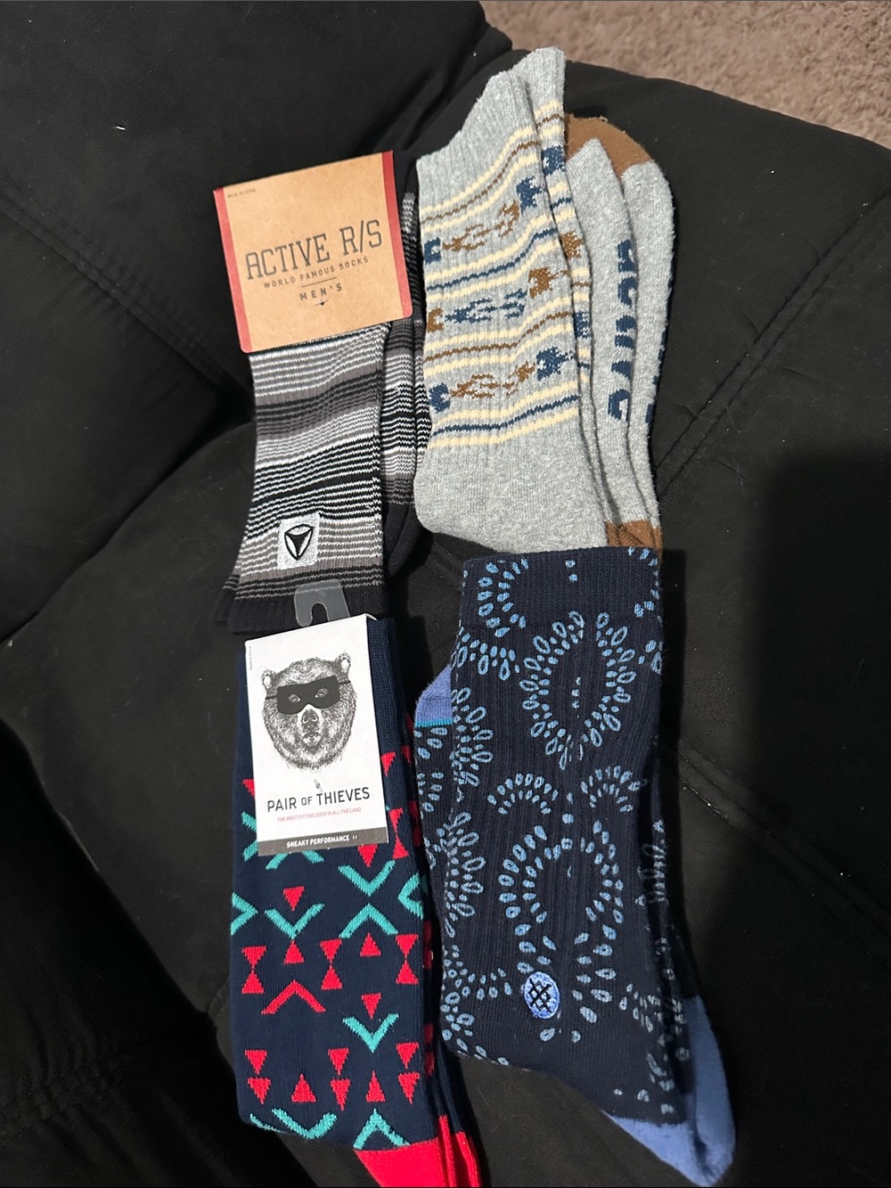 Active USA Men’s Assorted Casual Socks – Navy, Gray, Black, Red, Teal, Brown